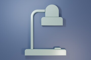 Grey Table lamp icon isolated on purple-blue background. Table office lamp. Minimalism concept. 3D render illustration