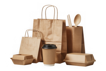 Bag paper food delivery cup coffee takeaway box cutlery