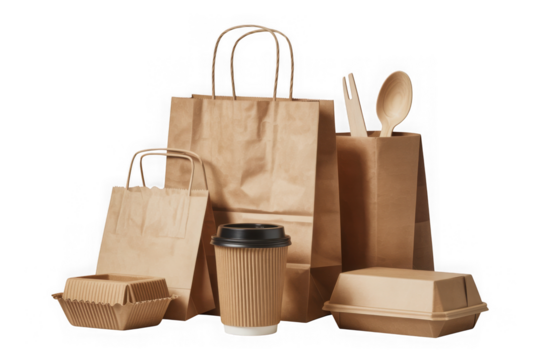 Bag paper food delivery cup coffee takeaway box cutlery
