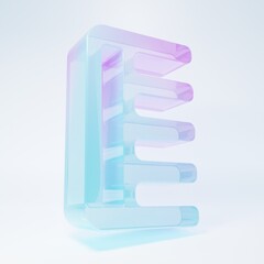 Obraz premium Frosted glass Hairbrush icon isolated on white background. Comb hair sign. Barber symbol. Minimalism concept. 3D render illustration