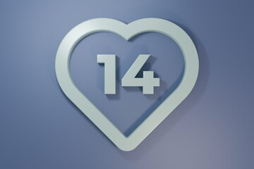 Grey Heart icon isolated on purple-blue background. Romantic symbol linked, join, passion and wedding. Valentine day. February 14. Minimalism concept. 3D render illustration