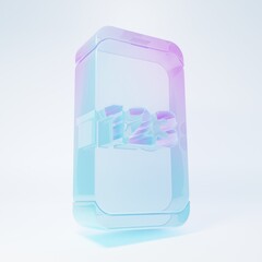 Frosted glass Mobile calculator smartphone interface icon isolated on white background. Mathematical application on phone display. Minimalism concept. 3D render illustration