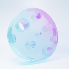 Frosted glass Moon icon isolated on white background. Minimalism concept. 3D render illustration