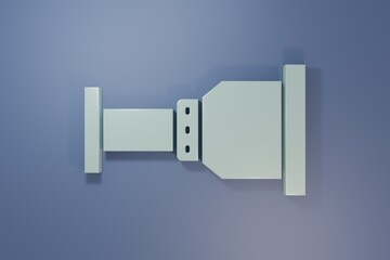 Obraz premium Grey Pipe adapter icon isolated on purple-blue background. Plumbing pipeline parts of different shapes. Minimalism concept. 3D render illustration