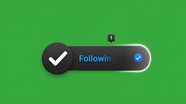 Follow button illustration for social media networking with green background