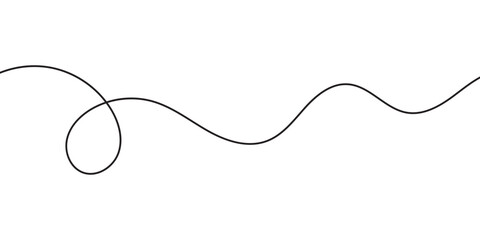 drawn curve line vector set. Abstract swirl and curve line. One continuous squiggle line. Curve wave seamless pattern. Swirl and wave Line, Vector illustration. 