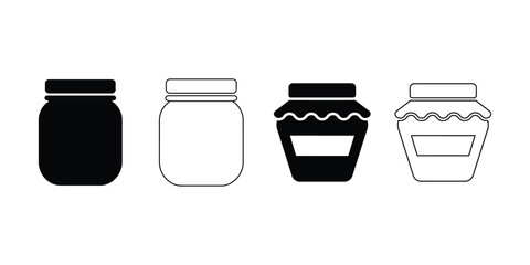 Minimal jars icon set isolated on white background, Black and white stylish 