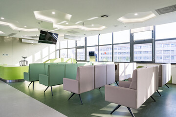 Reception area in the hospital lobby.