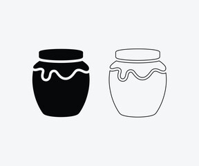 Vector honey pots on white background