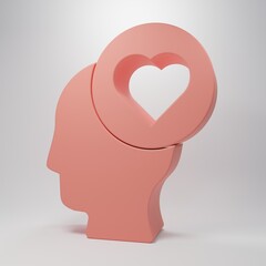 Pink Broken heart or divorce icon isolated on pink background. Love symbol. Valentines day. Minimalism concept. 3D render illustration