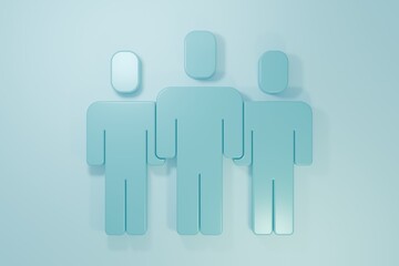 Blue Users group icon isolated on blue background. Group of people icon. Business avatar symbol - users profile icon. Minimalism concept. 3D render illustration
