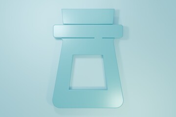 Blue Bottle with potion icon isolated on blue background. Flask with magic potion. Happy Halloween party. Minimalism concept. 3D render illustration