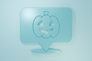 Blue Pumpkin icon isolated on blue background. Happy Halloween party. Minimalism concept. 3D render illustration
