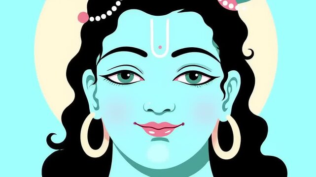 Hindu deity Krishna portrait illustration.
