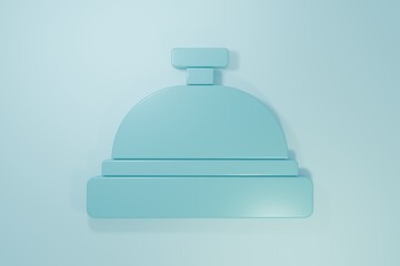 Blue Hotel service bell icon isolated on blue background. Reception bell. Minimalism concept. 3D render illustration