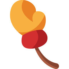 Golden Yellow Boxing Glove With Red Palm On A Thin Brown Handle On A Transparent Background