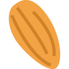A Single Almond Seed with Three Grooves on a Transparent Background A Healthy Food Ingredient Isolated on White