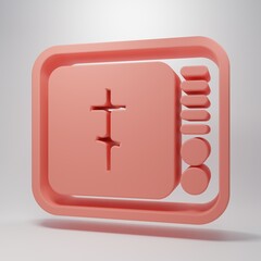 Pink Online church pastor preaching video streaming icon isolated on pink background. Online church of Jesus Christ. Minimalism concept. 3D render illustration