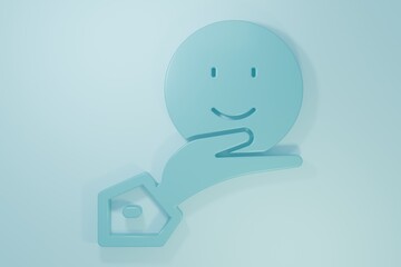 Blue Happy friendship day icon isolated on blue background. Everlasting friendship concept. Minimalism concept. 3D render illustration