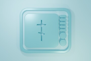 Blue Online church pastor preaching video streaming icon isolated on blue background. Online church of Jesus Christ. Minimalism concept. 3D render illustration