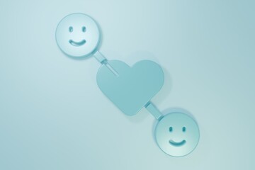 Blue Romantic relationship icon isolated on blue background. Romantic relationship or pleasant meeting concept. Minimalism concept. 3D render illustration
