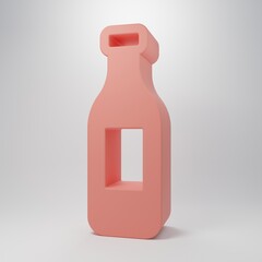 Pink Bottle of water icon isolated on pink background. Soda aqua drink sign. Minimalism concept. 3D render illustration