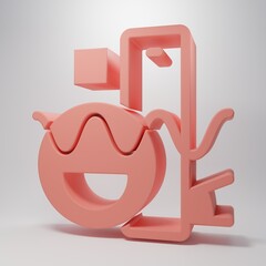 Pink Basic geometric shapes icon isolated on pink background. Minimalism concept. 3D render illustration