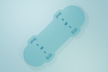 Blue Skateboard icon isolated on blue background. Extreme sport. Sport equipment. Minimalism concept. 3D render illustration