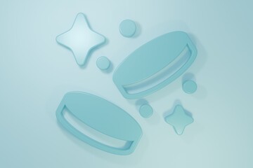 Blue Gold coin money icon isolated on blue background. Banking currency sign. Cash symbol. Minimalism concept. 3D render illustration