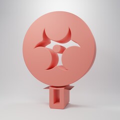 Pink Biohazard symbol icon isolated on pink background. Minimalism concept. 3D render illustration