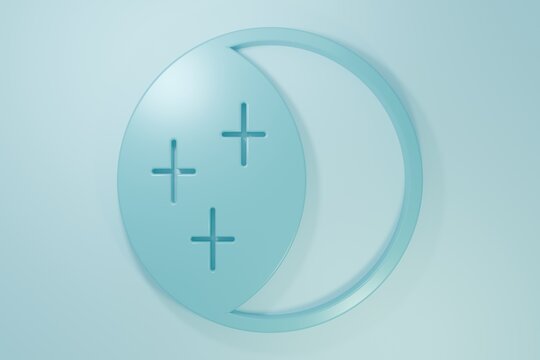 Blue Eclipse of the sun icon isolated on blue background. Total sonar eclipse. Minimalism concept. 3D render illustration