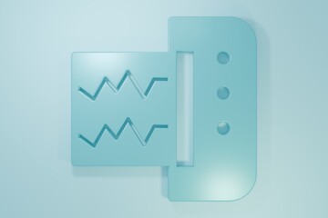 Blue Seismograph icon isolated on blue background. Earthquake analog seismograph. Minimalism concept. 3D render illustration