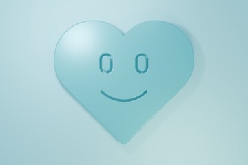 Blue Heart icon isolated on blue background. Romantic symbol linked, join, passion and wedding. Happy Valentines day. Minimalism concept. 3D render illustration