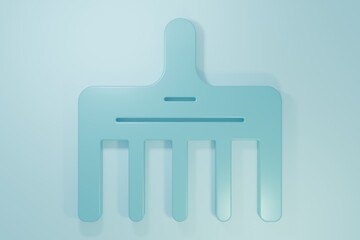Blue Hairbrush icon isolated on blue background. Comb hair sign. Barber symbol. Minimalism concept. 3D render illustration