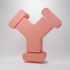 Pink Industry metallic pipe icon isolated on pink background. Plumbing pipeline parts of different shapes. Minimalism concept. 3D render illustration