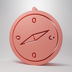 Obraz premium Pink Compass icon isolated on pink background. Windrose navigation symbol. Wind rose sign. Minimalism concept. 3D render illustration