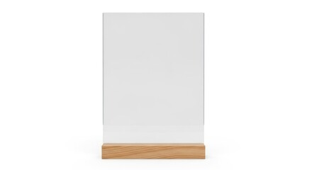 Simple Clear Acrylic Menu Card Holder with Wooden Base Tabletop Display