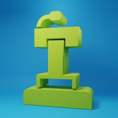 Green Stage stand or debate podium rostrum icon isolated on blue background. Conference speech tribune. Minimalism concept. 3D render illustration