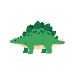 Cute green stegosaurus dinosaur with plates on its back for kids and education