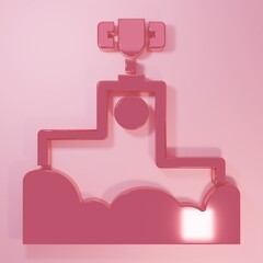 Pink Award over sports winner podium icon isolated on pink background. Minimalism concept. 3D render illustration