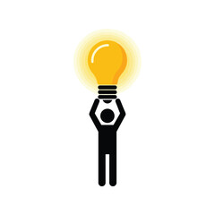 Person holding bright light bulb symbolizing idea innovation and creativity