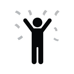 Joyful person celebrating with confetti and arms raised high