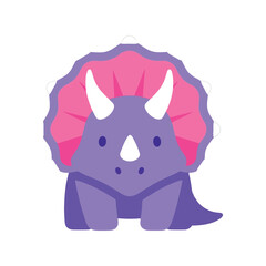 Cute cartoon triceratops dinosaur standing happy adorable prehistoric creature