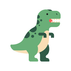 Cute cartoon tyrannosaurus rex dinosaur roaring mouth open with sharp teeth ready to play