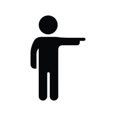 Simple black human figure pointing right direction icon symbol graphic