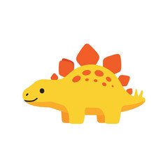 Cute yellow stegosaurus dinosaur with orange spikes and spots playful creature
