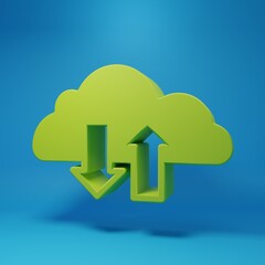 Green Financial growth increase icon isolated on blue background. Increasing revenue. Minimalism concept. 3D render illustration