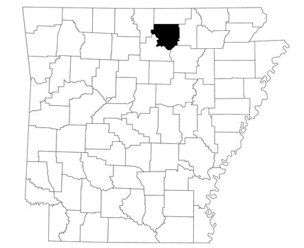 Map of izard County in Arkansas state on white background. Single county map highlighted by black colour on Arkansas map. UNITED STATES, US