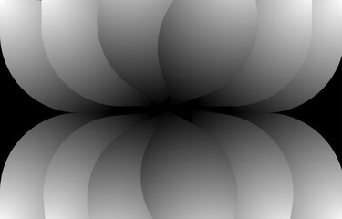 Abstract 3D monochrome artwork featuring smooth gradient curves forming a symmetrical reflective shape