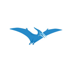 Majestic blue pterodactyl flying through the sky silhouette graphic © azad